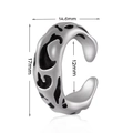 Boucles d'oreilles rétro argentées avec texture vague noire et mesures de 17mm - Style 21 (Texture d'ondulation)