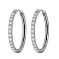 Orecchini a cerchio in acciaio argento lucido con pavé di zirconi cubici trasparenti - 18mm(11 Zirconi) / Argento