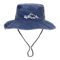 Sombrero de sol azul marino con bordado de montaña y correa ajustable - Azul marino