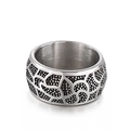 Anillo ancho vintage para hombre de acero inoxidable con patrón de tótem geométrico - US 8 / Color Acero