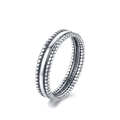 Vintage S925 sterling silver ring with woven texture and polished band in retro style - US Size 5 / 925 Sterling Silver