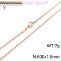 600mm x 1.5mm rose gold round snake chain necklace with lobster clasp and sleek finish - Rose Gold 1.5mm Snake Chain (KN203752-Z)