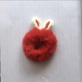 Red plush scrunchie hair tie with white and red bunny ears for women's hairstyles - Red Plush Rabbit Ears