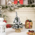 Mini-Weihnachtsbaum mit künstlicher Schneebestäubung und Leinensack für Tischdeko - Weihnachtsbaum Beflockter Schnee / 20cm