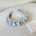 Diadema plateada de cuero PU con forma de nube y diseño ondulado para mujer joven - Plateado