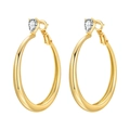 Grandes créoles dorées avec cristal taille poire et finition polie pour femme - Créole Simple Goutte d'Eau Zircon 4425