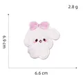 Detailed view of 3D plush rabbit embroidery patch with pink bow and precise measurements - Self-Adhesive Plush Rabbit 2# (Pink Bow)