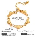 Bague en acier inoxydable plaqué or 18K avec maillons cœur texturés et fermoir curseur - Style de Cœur à Rayures (JDR0208006)