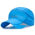 Bright blue quick-dry sports cap with breathable mesh sides and reflective trim details - Adjustable / Lake Blue (Silver Tip Print)