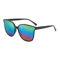 Classic black oversized sunglasses with vibrant rainbow gradient lenses and thick frame - Black Frame Rainbow Mirror