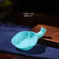 Sky blue flower petal ink dish and brush rest, multifunctional calligraphy tool, 11cm length - Blue Plum Blossom Brush Rest/Ink Dish