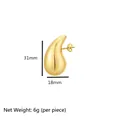 18K gold-plated teardrop earrings in polished titanium steel with size 31mm height - Water Drop Stud / 18*31mm / Gold