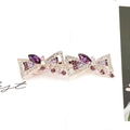 Elegant purple crystal double bow hair clip with rhinestones and silver alloy base - Double Butterfly Purple