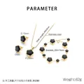 Detailed dimensions of black clover jewelry set with gold stainless steel finish - Short Stud 3-Piece Set / Gold