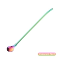 Iridescent stainless steel straw spoon with long handle and rainbow metal finish - Long Handle - Rainbow