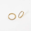 Minimalist gold-plated stainless steel hoop earrings with sparkling cubic zirconia inlay - 1.6*10mm Gold (Pair)