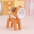 Mini LED puppy night light in brown, adjustable pet-shaped phone stand and desk lamp - Dog / Orange