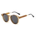 Gafas de sol redondas vintage con montura ámbar y patillas finas de metal dorado - Champán