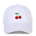 Berretto da baseball bianco con ricamo ciliegia, cappello parasole regolabile unisex - Regolabile / Bianco