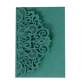 Elegant green laser-cut lace invitation sleeve with intricate floral hollow pattern - Ink Green