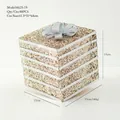 Sparkling champagne gold Christmas gift box ornament with silver bow, 15x15x15cm size - 15cm Gift Box