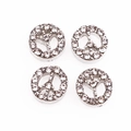 Silver peace sign floating charm with sparkling rhinestones for DIY lockets - Peace Sign-Silver Full Rhinestone