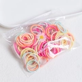 Set of colorful spiral elastic hair ties for girls in a portable daisy-printed bag - 3cm Ribbed Pastel Colors