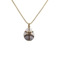 Collar de cobre bañado en oro con colgante de gota de esmalte blanco y circonitas - Blanco