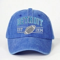 Klassieke Detroit 1934 borduurwerk gewassen denim baseballcap voor dames in middenblauw - Eén maat / Koningsblauw