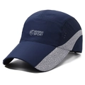 Dunkelblaue und graue Mesh-Basecap mit SDSRUI SPORT Logo und atmungsaktiven Laser-Löchern - Verstellbar / Marineblau