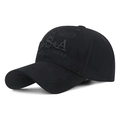 Adjustable black cotton camouflage baseball cap with 3D USA embroidery for outdoor sports - Adjustable / Black