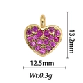 Vista macro del colgante de corazón de oro 18k con circonitas púrpuras y 13,2x12,5 mm - Estilo Corazón Púrpura (DZ-134)