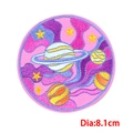 Space planet embroidered patch with purple ring and stars, 8.1cm round iron-on badge - Dreamy Planet