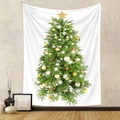 Dettaglio arazzo albero di Natale con decorazioni festive e stella dorata - 73X95 CM (Esportazione Spazzolato) / Albero di Natale Luminoso (SDS220706)