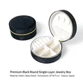 Mini round black velvet jewelry organizer with gold zipper and internal storage layout - Velvet Round-Black / Round 10*10*5CM