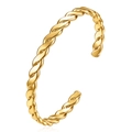 Bracciale rigido dorato regolabile con design a treccia e forma a C minimalista elegante - Oro