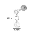 Silver F136 titanium floral cartilage stud with clear zircon and precise dimensions - Double Round Zirconia Combined Style (T2537-5# Silver)