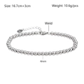 Polished 4mm stainless steel beaded bracelet with lobster clasp and S.Steel tag - Lobster Clasp-4mm