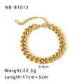 0.9cm gold plated stainless steel Cuban link bracelet with 17+5cm adjustable chain - Polished Cuban Link Bracelet (NB-B1013-G) / Gold