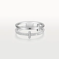 Minimalistischer Doppelkreuz Ring aus Edelstahl mit funkelnden Zirkonia Steinen - US 5 / Silber
