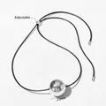 Minimalist silver metal ball pendant necklace with adjustable black wax cord and 25mm bead - 25mm Sphere Style (PDD885)