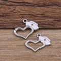 Silver alloy heart nurse hat enamel charms with red cross for medical jewelry DIY - Heart Nurse Cap / Silver/White