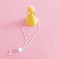 Yellow pet party hat with checkered bow and adjustable strap on pink background - Yellow Bow Hat