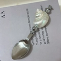 Ocean style stainless steel spoon featuring natural conch shell handle inlay decoration - Moonlight Shell Spoon