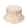 Plush cream faux shearling bucket hat with warm winter lining and minimalist style - Beige