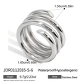 Three-layer silver spiral stainless steel ring with minimalist coiled spring design - Size 8 (1.79cm) / Multi-Layer Spiral Style (JDR0112035-S-8) / Silver