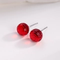 Sparkling S925 sterling silver stud earrings with red gradient crystal ball design - 8mm Red Crystal Studs