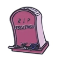 Pin's tombeau rose émaillé avec texte RIP FEELINGS et rose bleue en alliage de zinc - Pierre tombale rose violette Rose bleue RIP FEELINGS