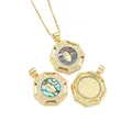Colgante Virgen María de oro 18K con nácar y circonitas en diseño octagonal - Estilo Octogonal I