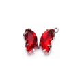 Vibrant red crystal butterfly pendant with silver-tone metal claws and loop connector - Red